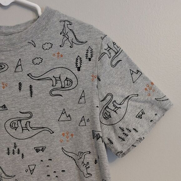 Hanna Andersson Boys Dinosaur Graphic T-Shirt Gray Cotton Short Sleeve Tee 120 - Picture 4 of 6